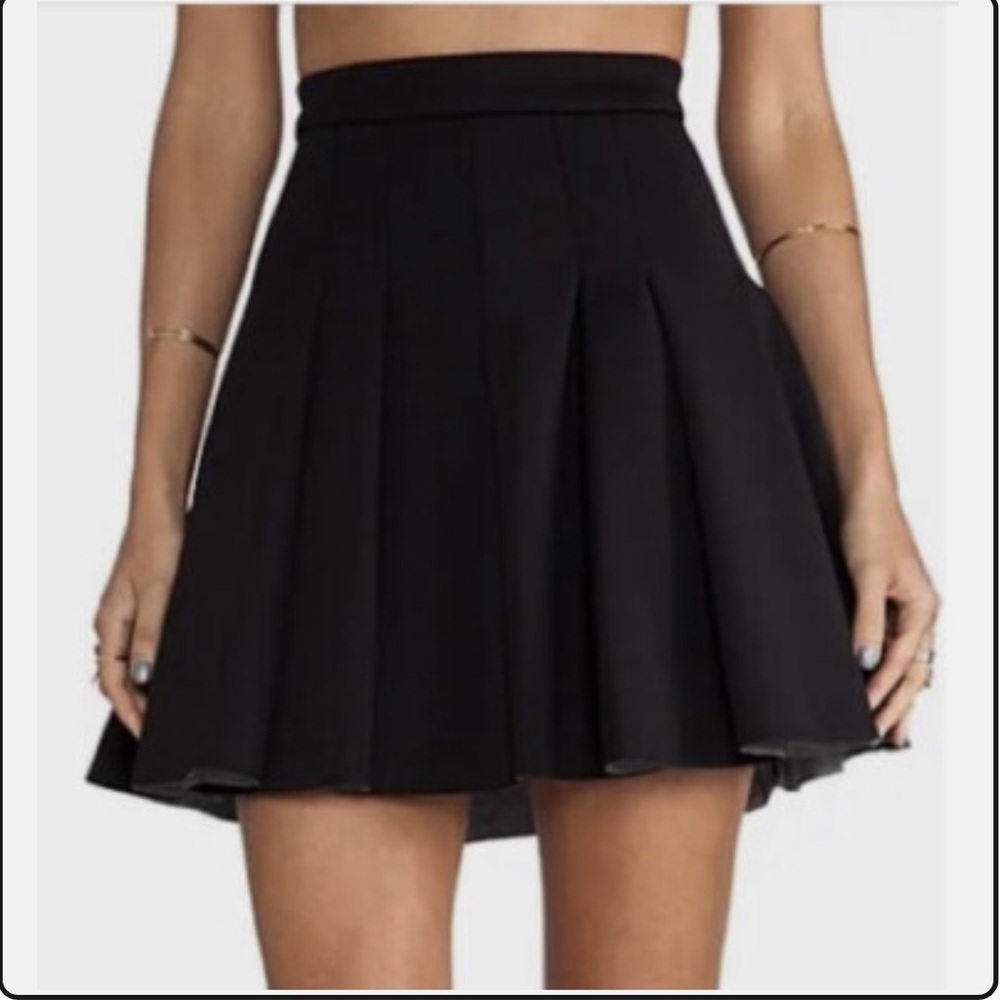 ALEXANDER WANG Black Neoprene Box Pleated Short Length Mini Skirt Small